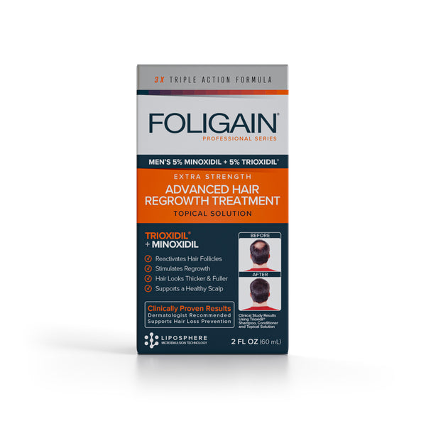FOLIGAIN Crecimiento avanzado del cabello para hombres Minoxidil 5% + Trioxidil 5%
