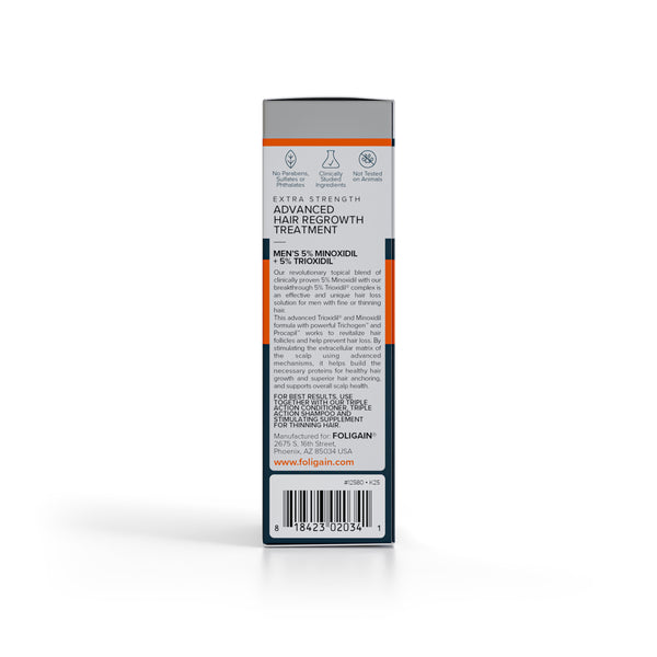 FOLIGAIN Crecimiento avanzado del cabello para hombres Minoxidil 5% + Trioxidil 5%