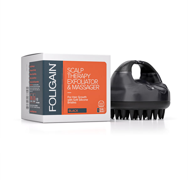 FOLIGAIN Exfoliante y Masajeador para el Cuero Cabelludo en Negro