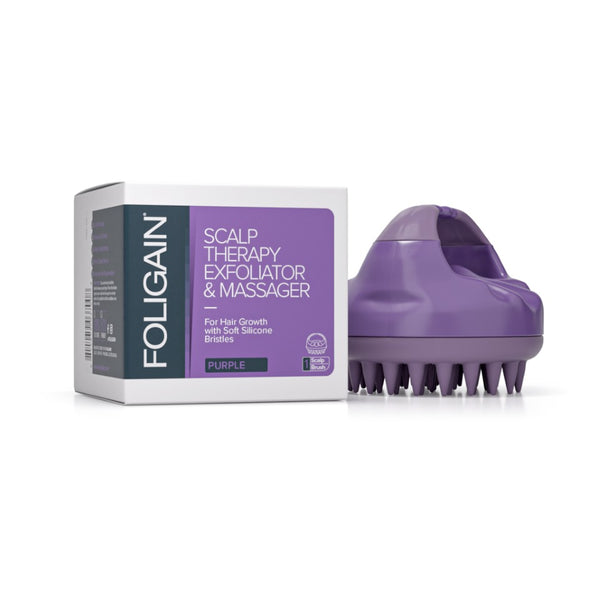 FOLIGAIN Exfoliante y Masajeador para el Cuero Cabelludo en Morado