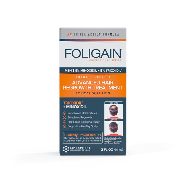 FOLIGAIN Crecimiento avanzado del cabello para hombres Minoxidil 5% + Trioxidil 5%