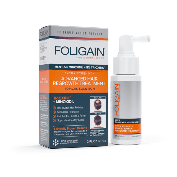 FOLIGAIN Crecimiento avanzado del cabello para hombres Minoxidil 5% + Trioxidil 5%