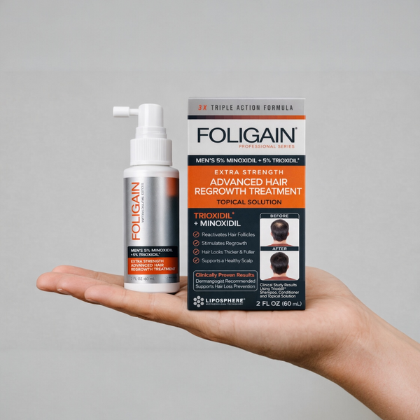 FOLIGAIN Crecimiento avanzado del cabello para hombres Minoxidil 5% + Trioxidil 5%