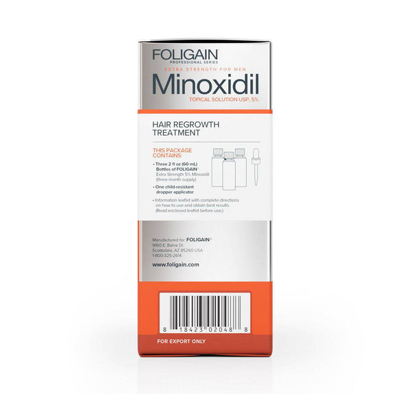 FOLIGAIN Minoxidil 5% Tratamiento para el crecimiento del cabello para hombres Suministro de 12 meses